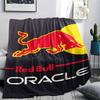 1PC Red Bull Racing Print Flannel Blanket, High quality Comfortable for All Seasons, Home Decor, Warmth and Comfort, Perfect for Christmas Gifts