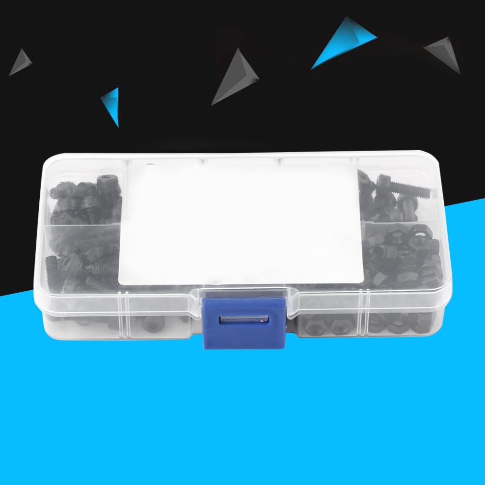 240pcs M4 Carbon Steel Hex Socket Cap Head Screws 6 8 10 12 14 16mm and Nuts Assrotment Set