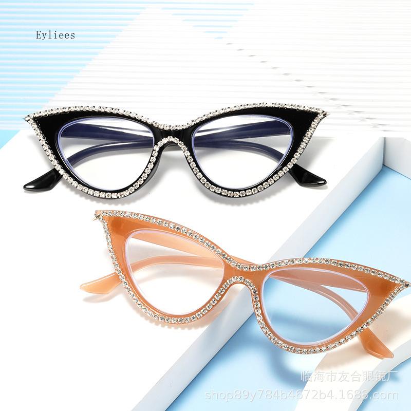 Новые очки для чтения «кошачий глаз» женские модные сверкающие рецептурные пресбиопические оптические очки для зрения +1.0~+4.0