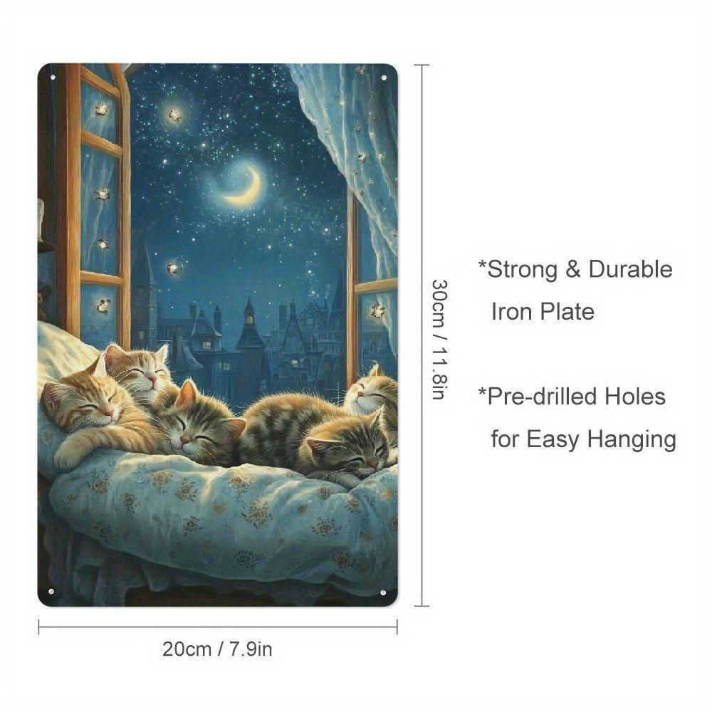 x Inch Vintage Sleeping Cat Iron Sign Elegant Cozy Night Design Home Cafe Bar Garage