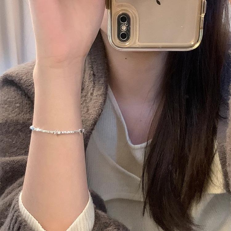 Браслет из стерлингового серебра S925, маленькие кусочки серебра, браслет XINGX, простая ниша, супер блестящие сердечки для девочек, универсальные