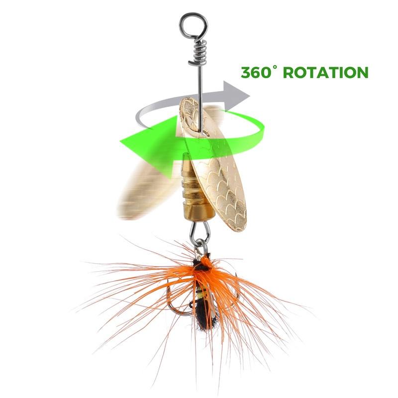 Fishing Spinners 4pcs Hard Metal Spinnerbaits Lures Kit for Bass Trout Walley with A Tackle Box