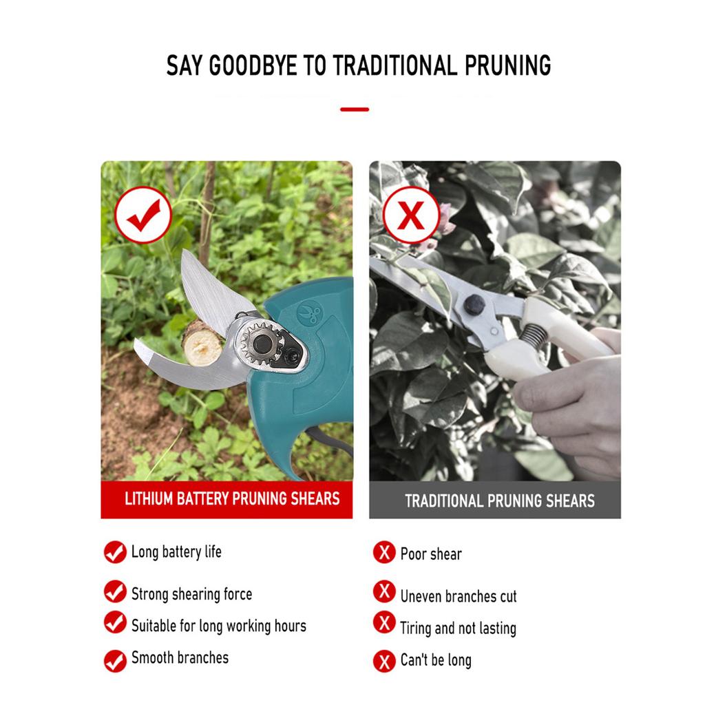 Бесщеточные аккумуляторные электрические секаторы 21 В, 2 упаковки, резервная перезаряжаемая литиевая батарея 2000 мАч