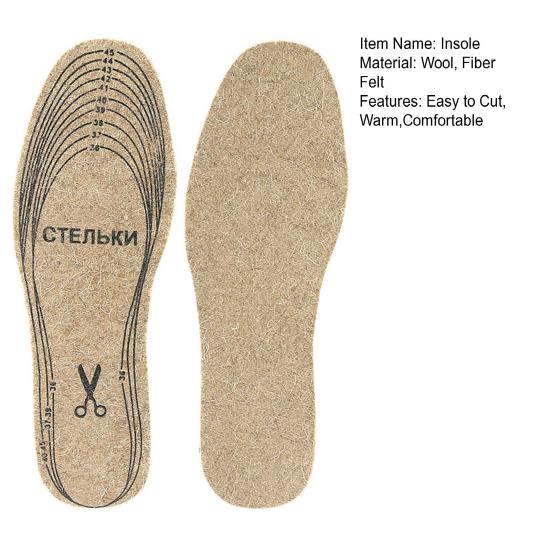 Wool Felt Insoles Winter Warm Boot Shoe Insert Insoles for Men Women Foot Pain Relief Inner Soles for Outdoor Sports Work Running