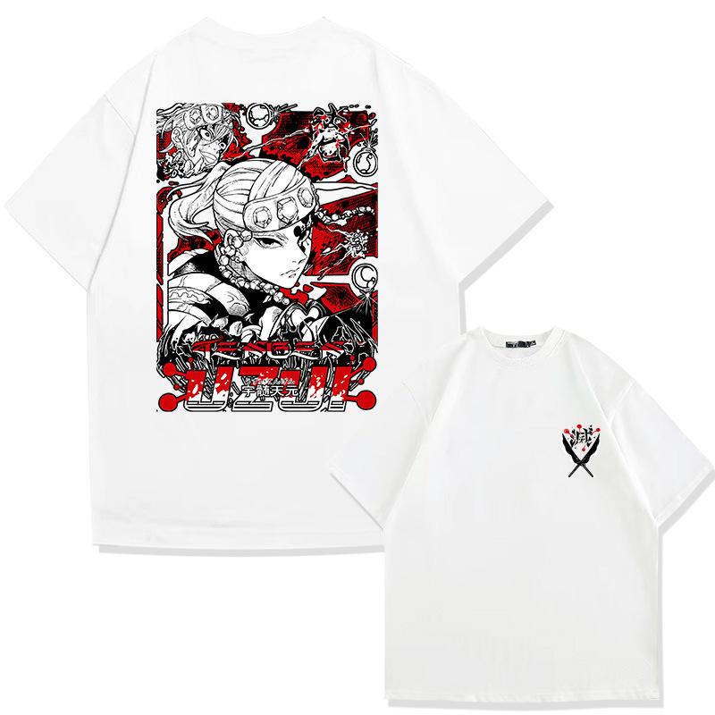 Футболка мужская летняя из 100% хлопка с графическим принтом в стиле аниме «Убийца демонов» Uzui Tengen, повседневная, дышащая, трендовая, уличная мужская одежда