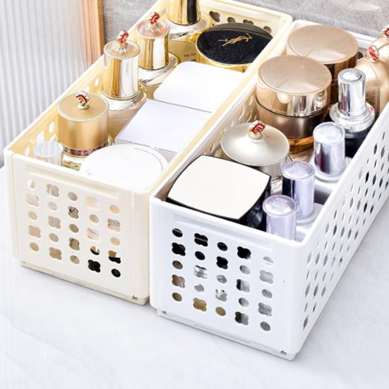 Storage Box Foldable Stackable Organizer with Ventilated Hollow Design Space Saving Storage Bin for Household Travel
