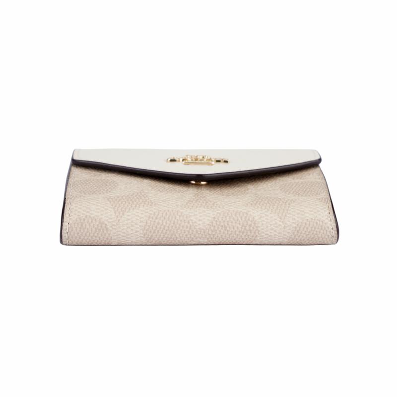 Coach Клатч-кошелек для карт 10 Логотипы брендов Канва с покрытием Кейс для карт Мини Женский Меловой белый