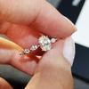 1 карат Овальная огранка Муассанитовые Кольца для Женщин Сверкающий Алмаз 925 Серебро Помолвочное Свадебное Кольцо Украшение С