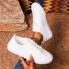 Summer New Flat Bottom Lace-up Mesh Canvas Flats Breathable Lightweight Casual Board Shoes Lace-up Large Size White Single Shoes