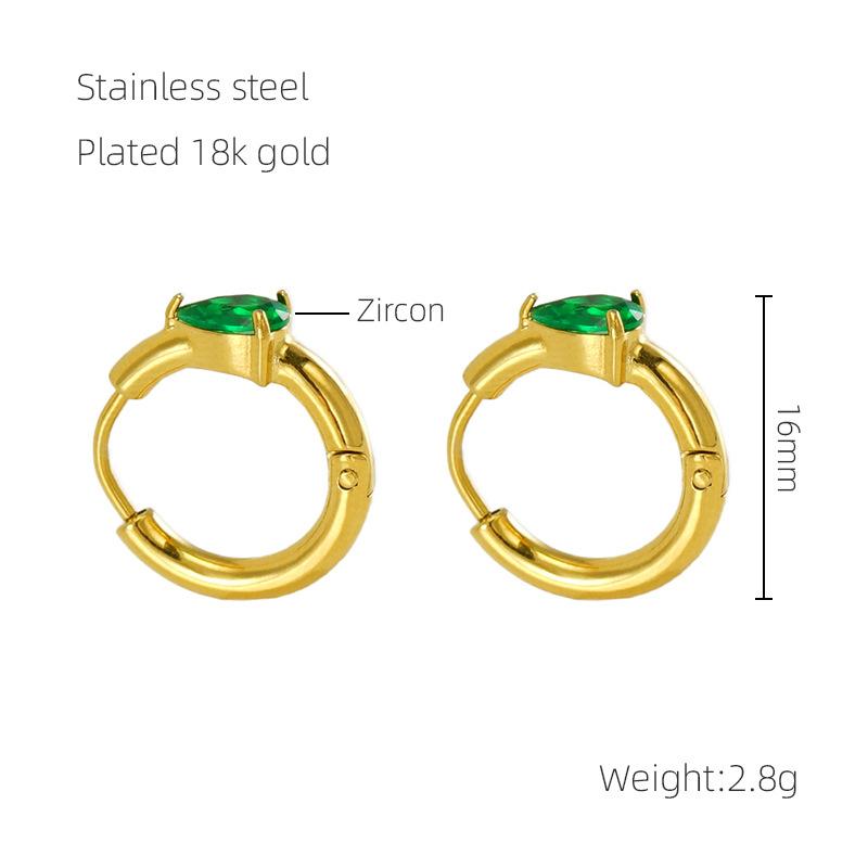 New Stainless Steel Inlaid Zircon Earrings Women's Fashion Light Luxury Water Drop Titanium Steel Earrings
