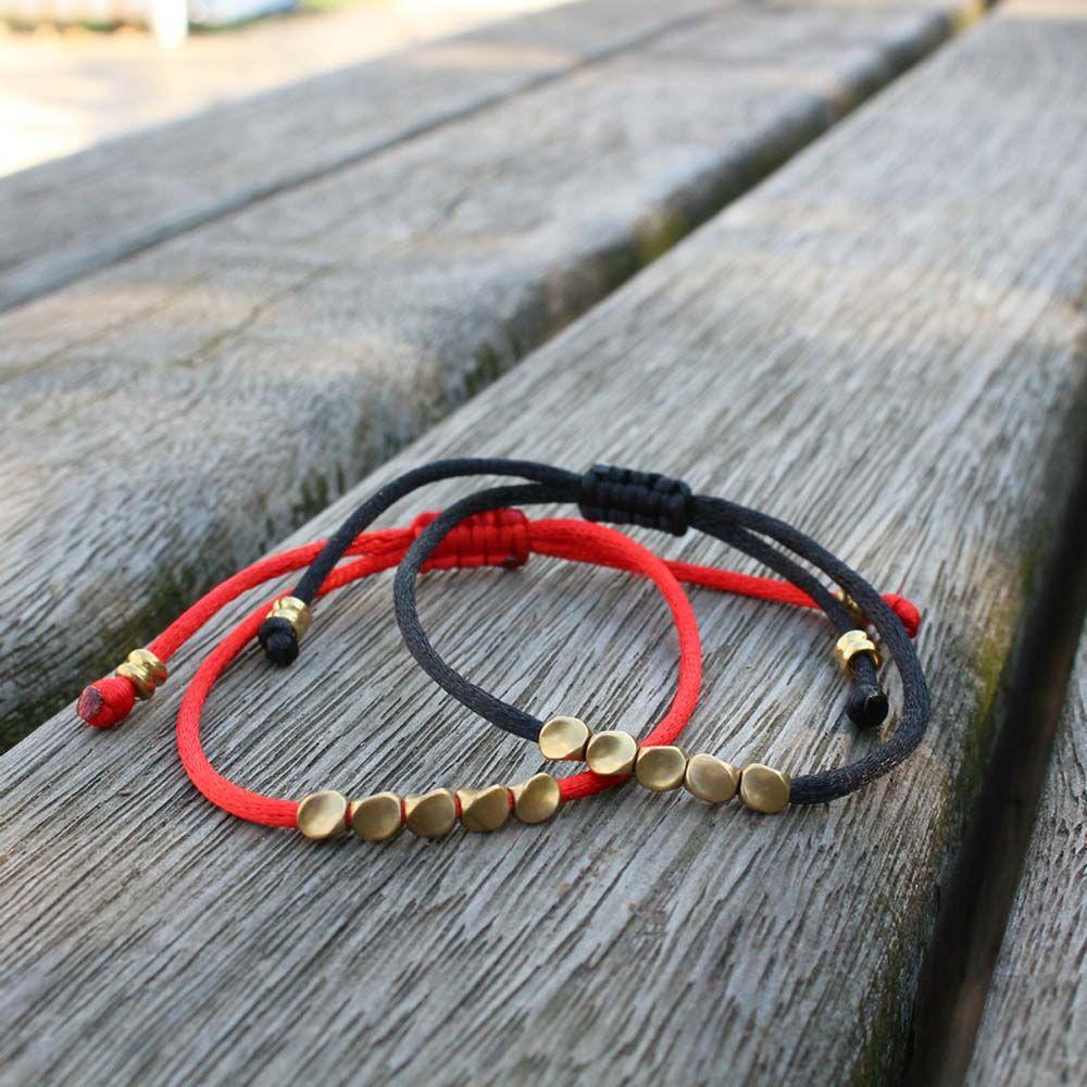 Подарки ручной работы для влюбленных, браслет дружбы из вощеной нити с медными бусинами, браслет-манжета, украшение на запястье