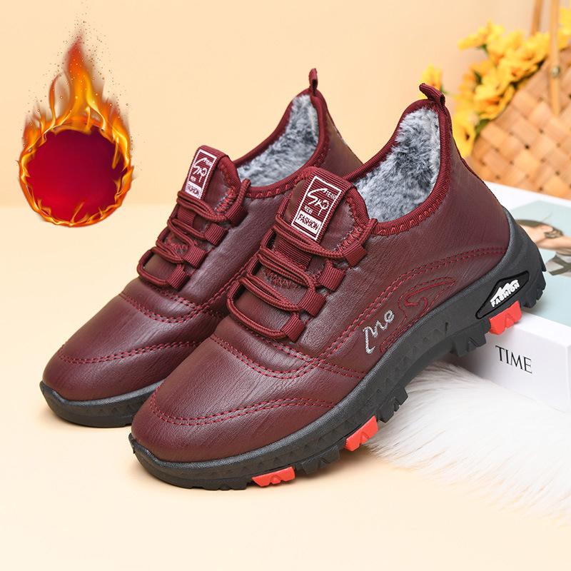 Women's Winter Warm Snow Boots Faux Fur Lined Walking Shoes Lace-Up Water Resistant Short Ankle Booties Comfortable Slip On Outdoor Sneakers for Women