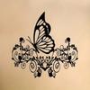 1 Black Butterfly On Symmetrical Iron Art Iron Flower Minimalist Metal Wall Art - Modern Home Decor For Bedroom, Living Room, Or Bathroom.