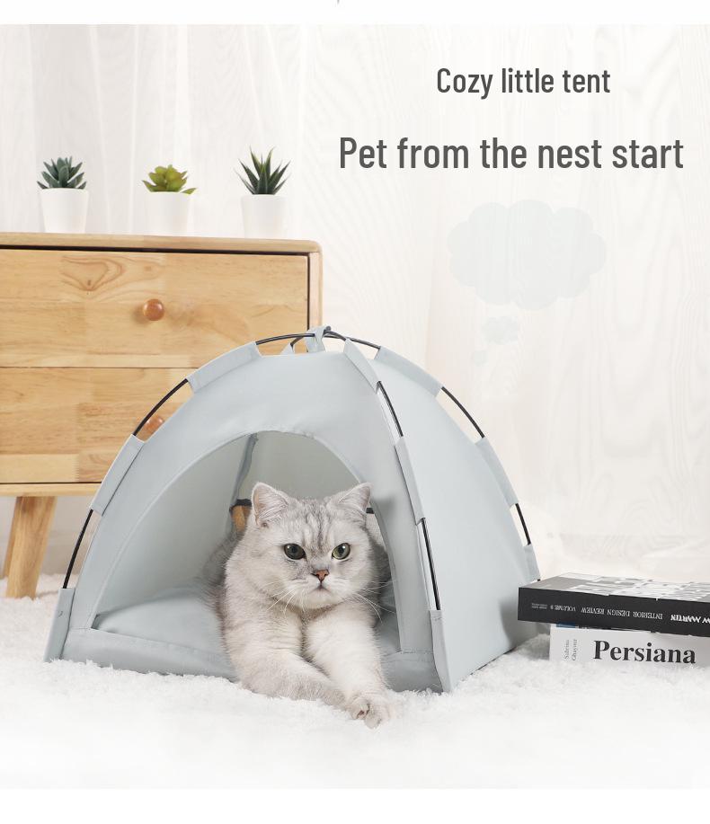 Custom Summer Cooling Pet Bed & Tent: Breathable, Foldable, Solid Color, Minimalist Design