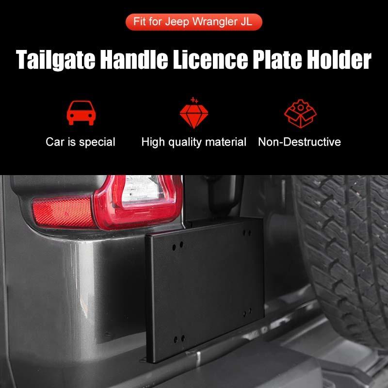 Car Rear Tailgate Handle License Plate Holder Bracket Aluminium Alloy Mounting Fit For Jeep Wrangler JL 2018 Up Exterior Accessories