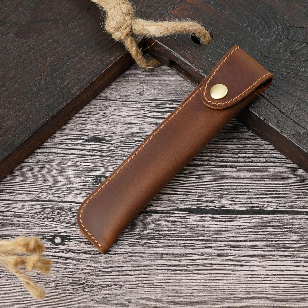 Retro Fountain Pen Case Genuine Leather Handmade Pencil Bag Pen Cover Stationery Creative Protective Cover School Supplies