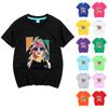 Детские топы, свободные футболки с короткими рукавами и круглым вырезом с принтом для мальчиков и девочек, топы