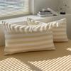 Washed Cotton Double Yarn Crepe Striped Quilt Set 3-4 Pillowcase with Sheet Bedding Cover Supplies 200x230 220x240 Skin Friendly