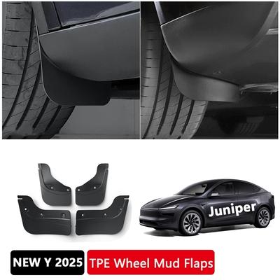 Для Tesla Для Model Y Запуск 2025 Juniper Брызговики для колес автомобиля Защитные брызговики TPE Без сверления/ленты Защитные аксессуары для колес автомобиля