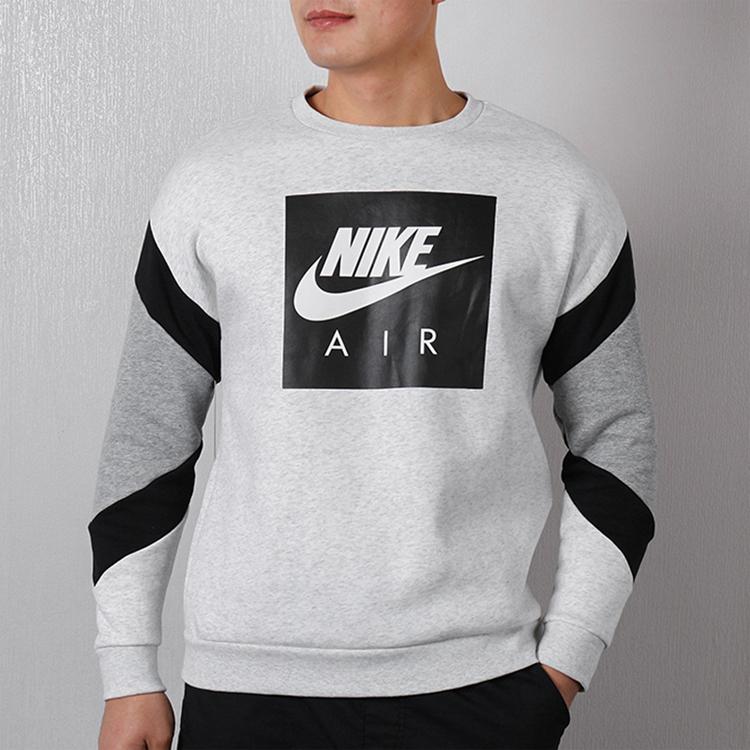 Nike Флисовая толстовка Air Crew с цветными блоками, мужские топы, светло-серая 928636-051
