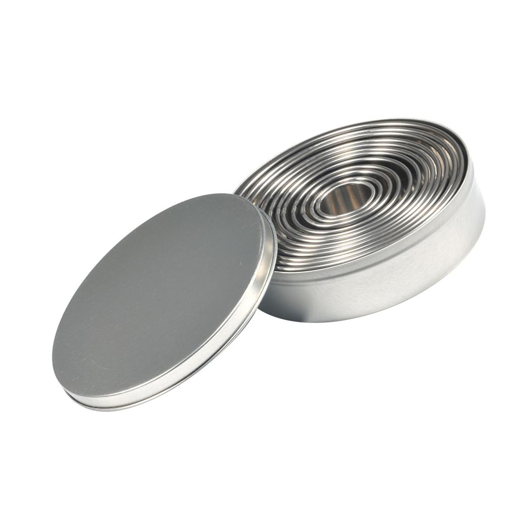 12 Pcs Stainless Steel Round Cookie Biscuit Cutter Baking Metal Ring Molds for Dough Fondant Do