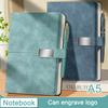 A5 Thickened Business Leather Buckle Notepad, Student Study Notebook, Work Meeting Record Book, Diary, 100 Sheets 200 Pages