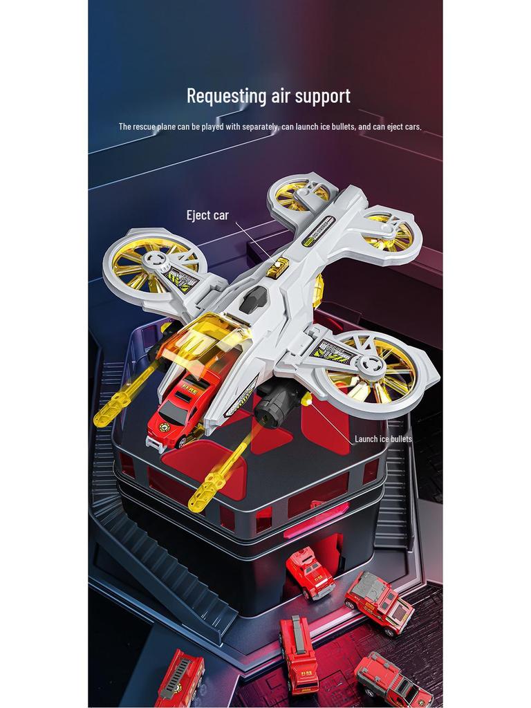 Многофункциональная пожарная машина спасательной службы в стиле Сэма - Большая полицейская машина с водяным распылителем и треком для мальчиков