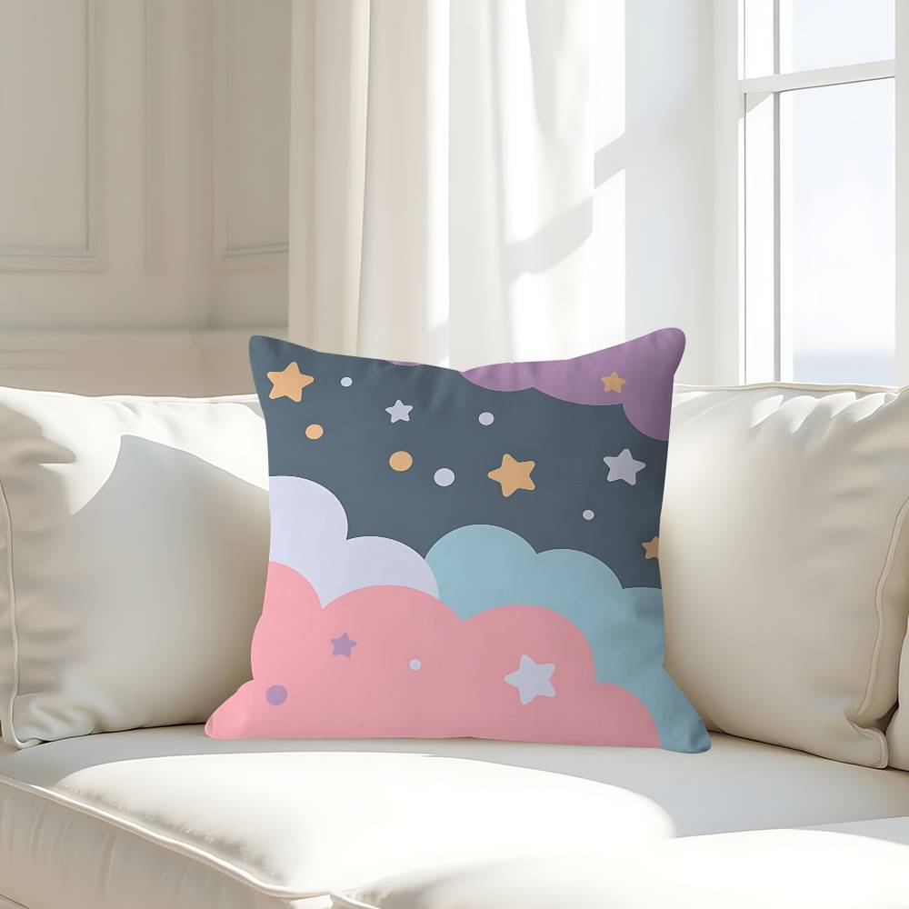 Art Sky Clouds Simple Pillow Case Removable Washable Cushion Cover – All-Season Soft Linen