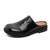 Fashion Summer Leather Slippers for Men Casual Beach Shoes Anti-Slip Soft Bottom Muller Shoes Versatile Slip-On Sandals Half Drag Slides