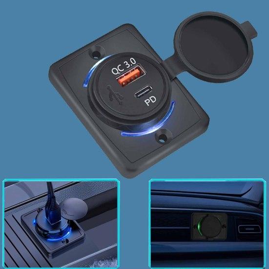 Автомобильное зарядное устройство 48 Вт с двумя портами PD Настенное USB-зарядное устройство