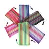 Nylon Stationery Rainbow Color Cosmetic Cosmetic Storage Grid Mesh Pen Bag Zipper Pencil Case