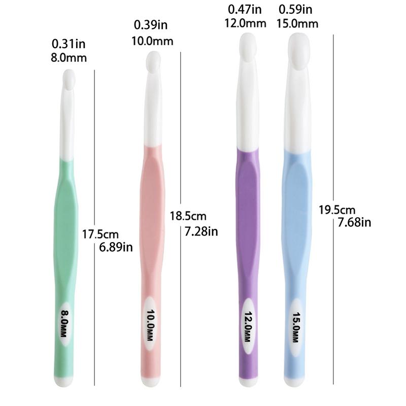 4 шт. 8-15 мм TPR ручка ABS пластик утолщенный крючком DIY шерстяной ковер набор инструментов для ткачества