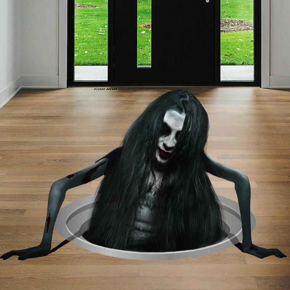 PVC Broken Design Wall Decal Realistic Door Sticker Halloween Ghost Wall Sticker Prank