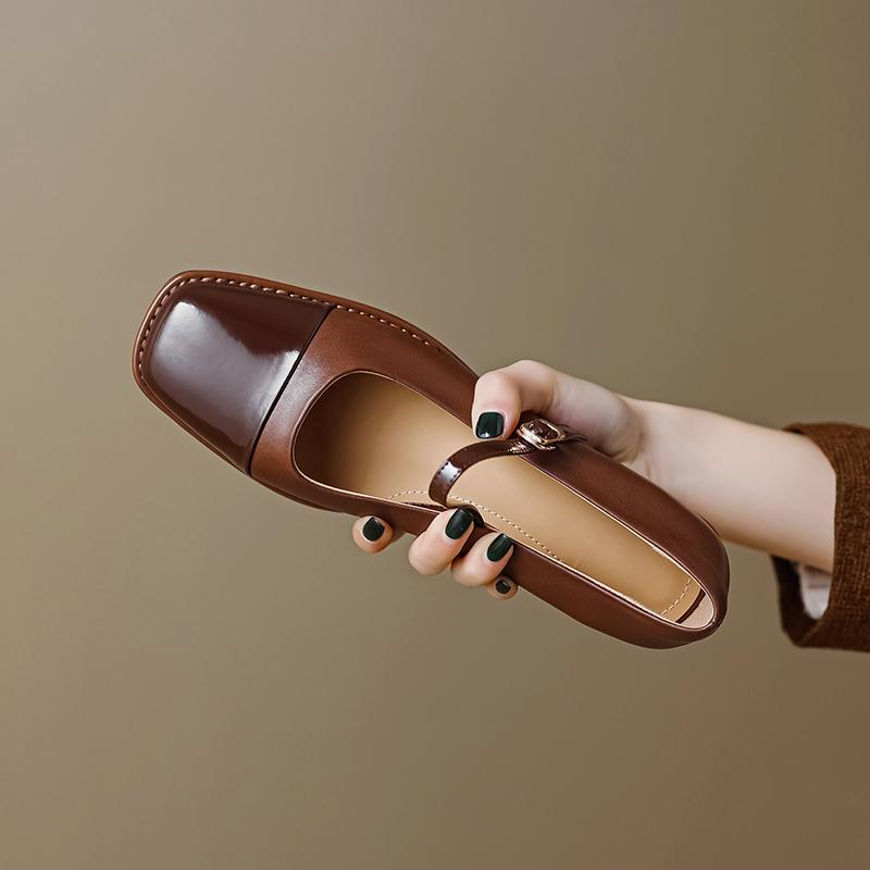 Новая весенняя женская обувь, туфли-лодочки с квадратным носком в стиле ретро, кожаные туфли на плоской подошве, женские туфли на каблуке, женские туфли на плоской подошве, туфли Мэри Джейн