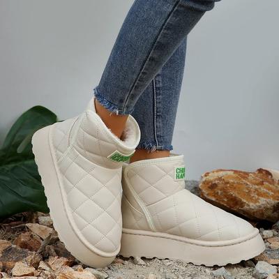 Модные зимние ботинки на толстой подошве, женские зимние новые кожаные и флисовые утолщенные теплые ботинки для хлеба, обувь из северо-восточного хлопка