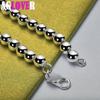 925 Sterling Silver Gradient Size Smooth Ball Bead Chain Bracelet Jewelry