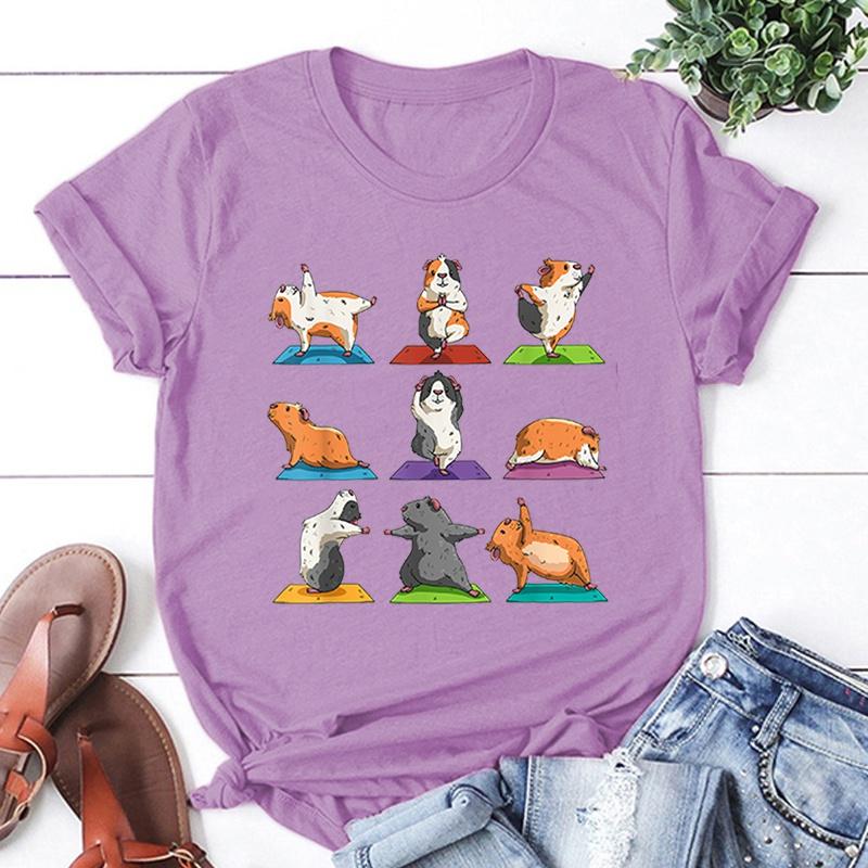 Футболка с принтом морской свинки для йоги, унисекс, крутая летняя повседневная футболка