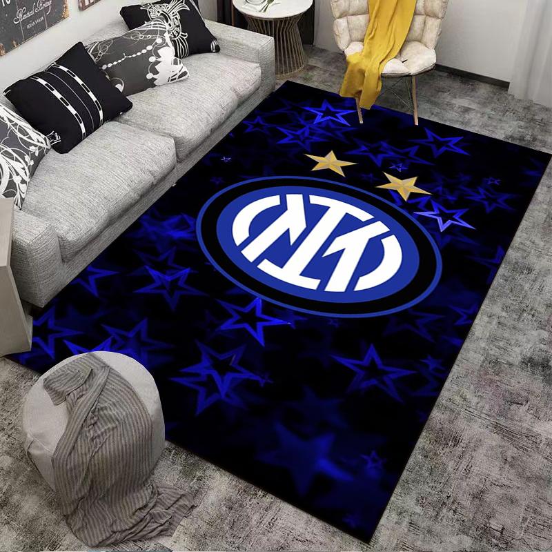 "Blue Star Pattern Carpet with Inter Logo Design for Home Decor" Suitable for use as an anti-slip for living room bedroom sofas