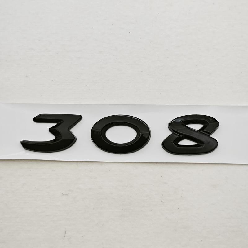 New 3D ABS Chrome Black Logo 308 Emblem Letters Sticker Car Rear Trunk Badge For Peugeot 308 SW GT Line GTI T9 T7 P5 Accessories