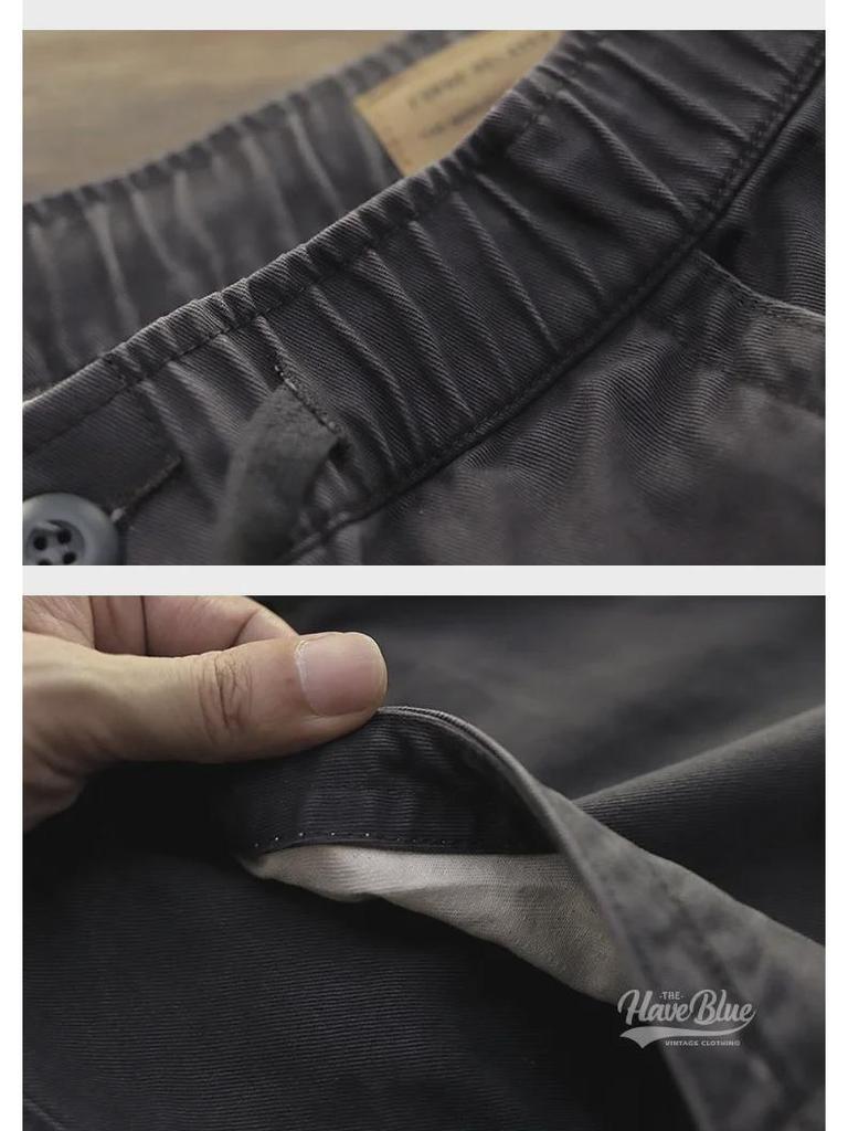 Японский ретро повседневный мужской комбинезон на завязках - свободные прямые брюки Nine-Point