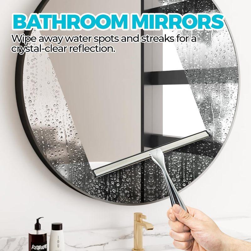 ALFLOD 12-Inch All-Purpose Shower Squeegee for Shower Doors, Tile Shower Walls, Bathroom, Window, Glass and Car Windshield, Mirrors and