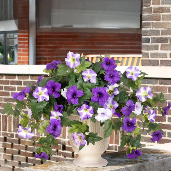 2 шт. Подвесные искусственные ипомеи, устойчивые к УФ-излучению, реалистичные поддельные пластиковые цветы, свадебная вечеринка, сад, настенный декор, искусственное цветение