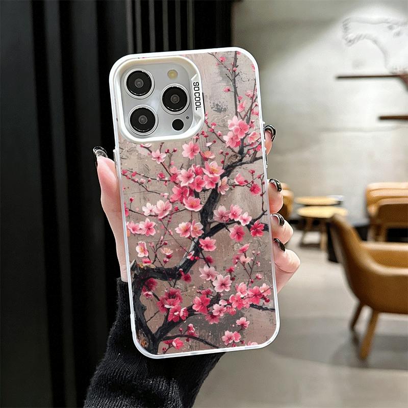 Чехол для телефона 'Цветение сакуры' Модный Мягкий чехол для iPhone 15 16 17 Pro Max 17Air 16E 14 Plus 13 12 Mini Ударопрочный Задняя крышка She