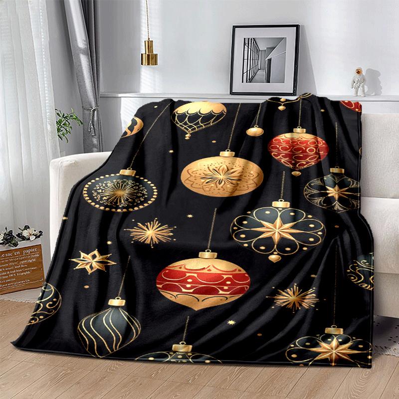 1pc Merry Christmas Printing Lightweight Flannel Blanket, Comfortable and Warm Blanket, for Camping Sofa Bed and Couch Office, Suitable for G