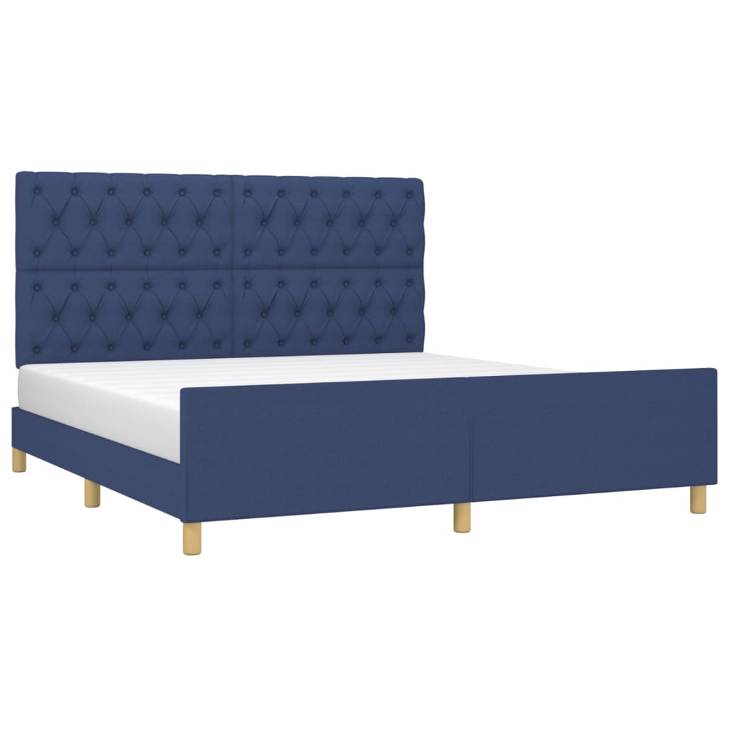 Bed Frame without Mattress Blue 160 x 200 cm Fabric