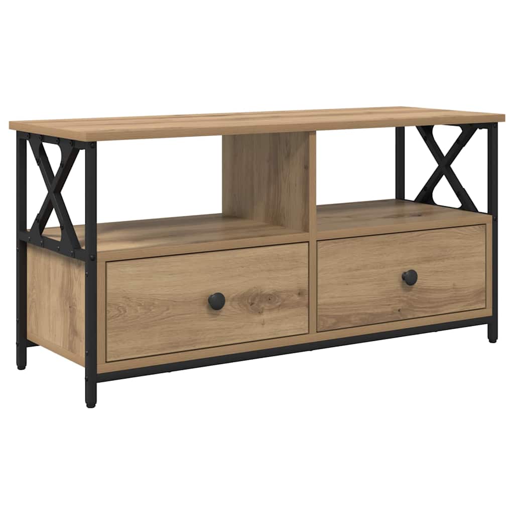 TV Cabinet with Drawers Artisan Oak Finish 90 x 33 x 45 cm