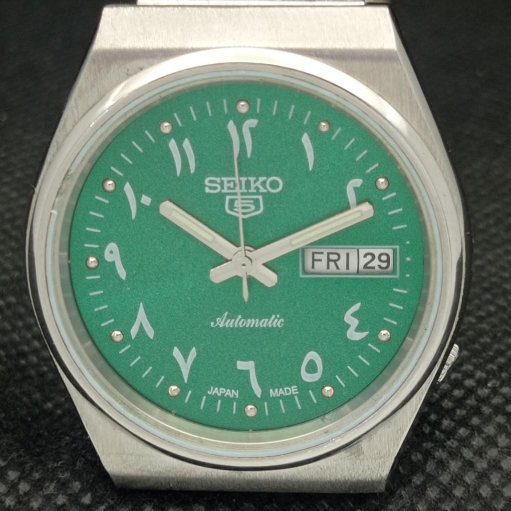 Б/У винтажные часы SEIKO 5 AUTO 6309A JAPAN MENS D/D ARABIC GREEN 589-a310815-2