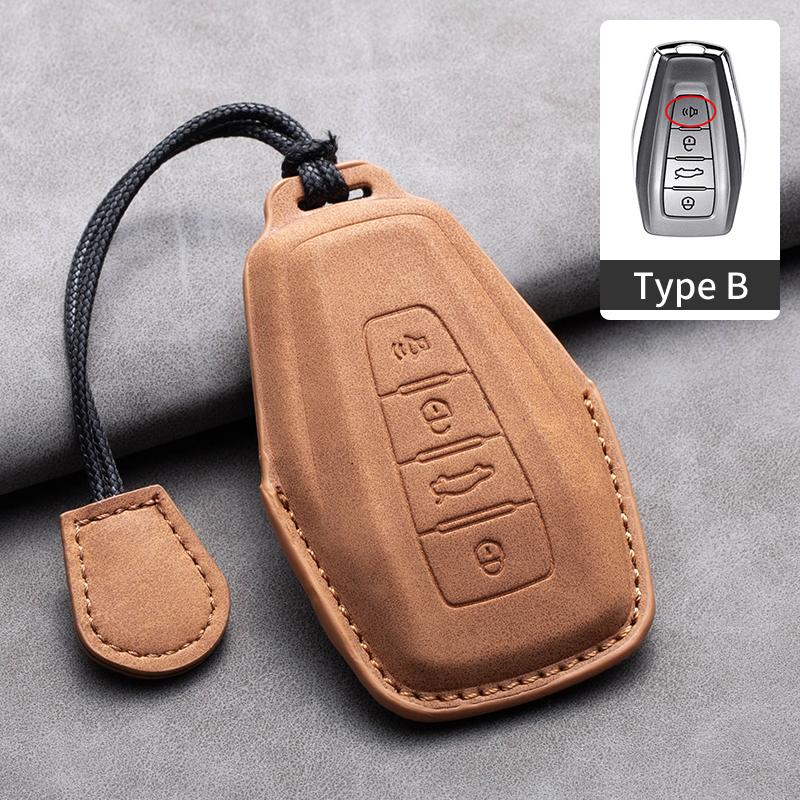 Leather Car Key Case Cover Fob Shell For Geely Borui EX7 Coolray Azkarra Tugella FY11 Atlas Pro New Emgrand GS X6 SUV EC7 GT GC9