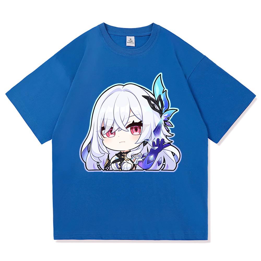 Футболка Genshin Impact Skirk Горячая Мода Мужская/Женская Эстетичная Смешная Милая Графическая Футболка Высокого Качества Повседневные Хлопковые Футболки