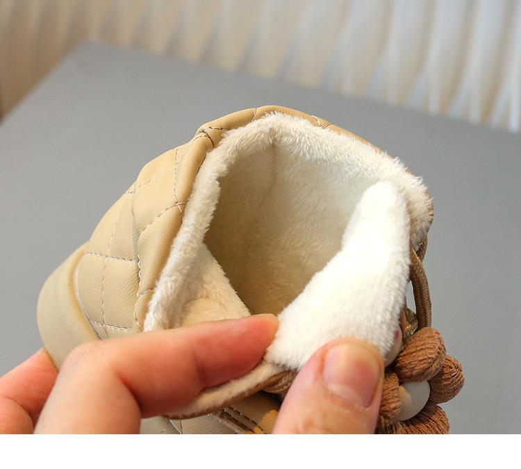 Girls' Velvet Winter Boots: Soft, Short, Velcro Cotton Shoes for Little Girls